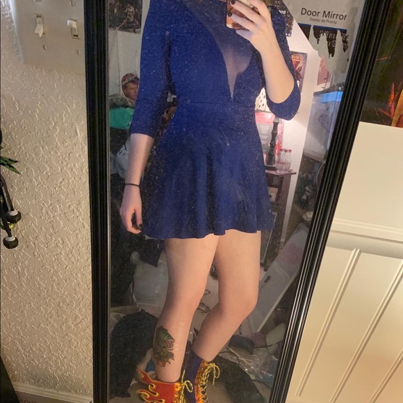 Blue American apparel 3/4 sleeve skater dress - Picture 2 of 3